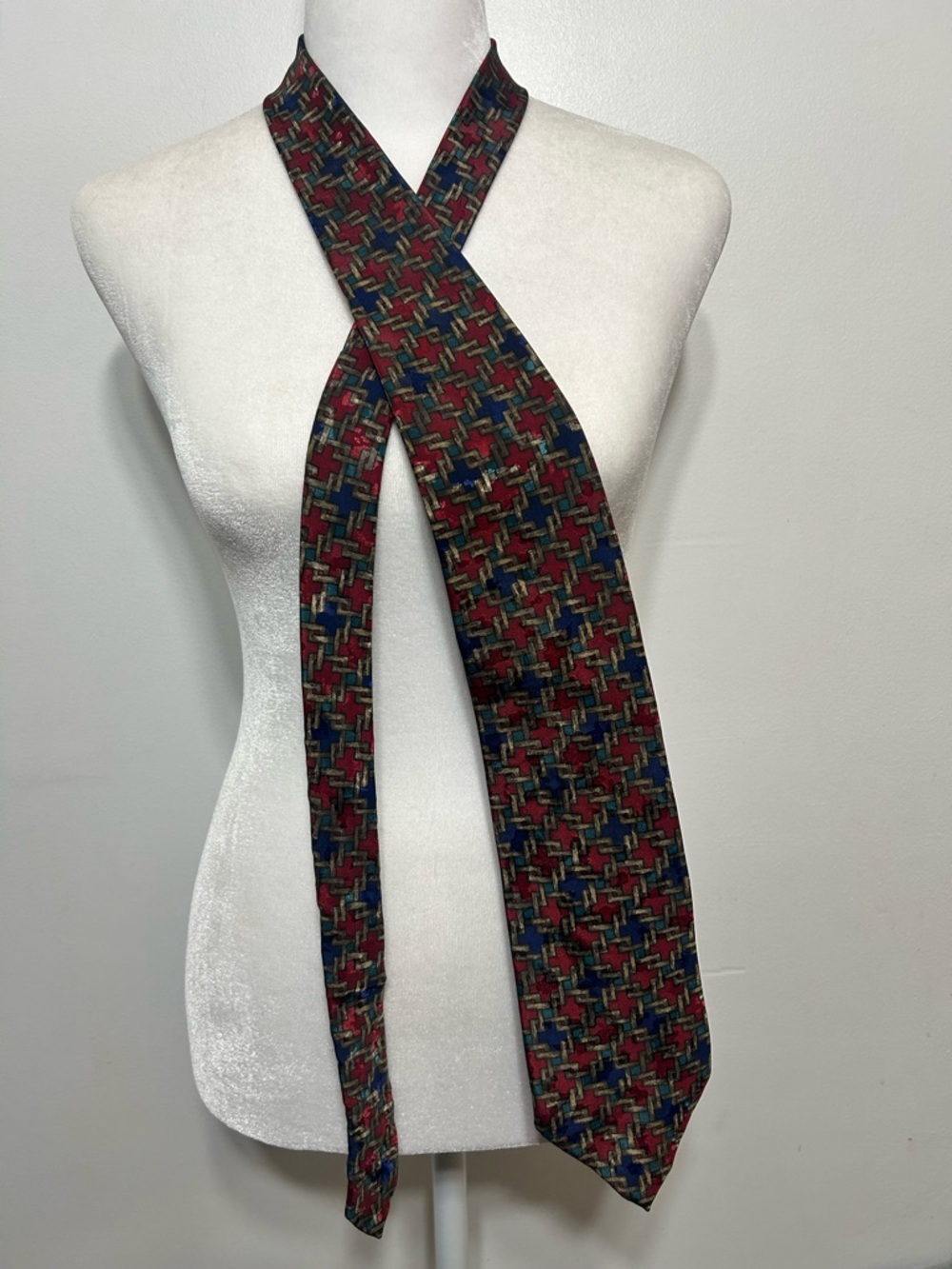 Christian Dior Monsieur Geometric Abstract Cross Weave Mens Neck Tie - Picture 2 of 6